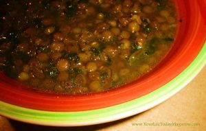 Toasted Lentil Soup with Caramelized Onions and Spinach
